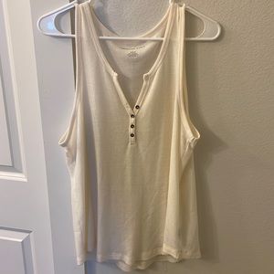 American Eagle cream, waffle knit, button tank top, M